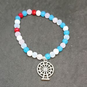 Colorful Beaded Bracelet with Ferris Wheel Charm